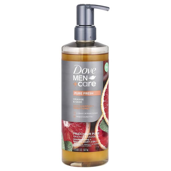 Dove, 男性護理，2 合 1 洗髮水 + 護髮素，橙子和鼠尾草香，17.5 液量盎司（517 毫升）