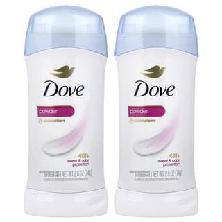 دوف‏, مزيل عرق صلب ذو قوام شفاف، مسحوق، عبوتان، 2.6 أونصة (74 جم) لكل عبوة