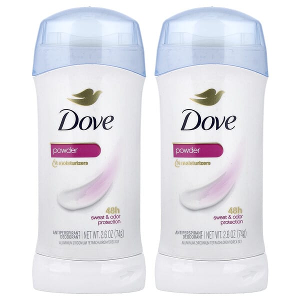 Dove, 땀 억제제 디오도런트, 분말형, 2개입, 각 74g(2.6oz)