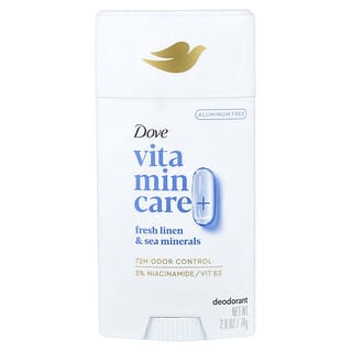 Dove, 비타민 케어+, 데오드란트 스틱, 프레시 리넨 및 해양 미네랄, 74g(2.6oz)