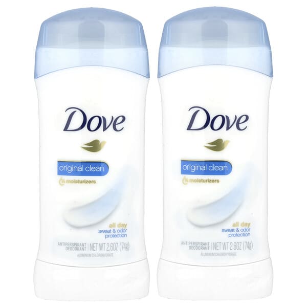 Dove, 止汗淨味劑，全粹清潔，2 包，每包 2.6 盎司（74 克）