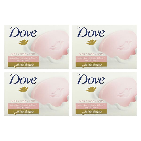Dove, Barra de jabón de belleza con humectación profunda, Rosa, 4 barras, 106 g (3,75 oz) cada una