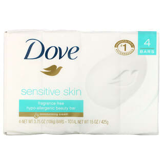Dove, Beauty Bar Soap, Sensitive Skin, Seifenstück für empfindliche Haut, ohne Duftstoffe, 4 Stück, jeweils 106 g (3,75 oz.)