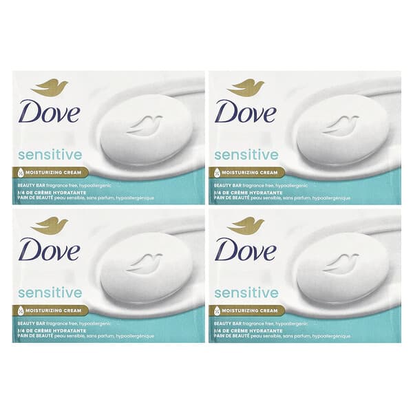 Dove, 뷰티 바 비누, 민감성 피부용, 향료 무함유, 바 4개, 개당 106g(3.75oz)