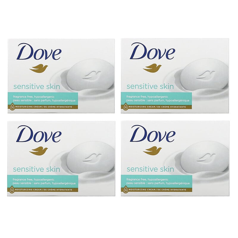  (PACK OF 4 BARS) Dove Unscented Beauty Soap Bar