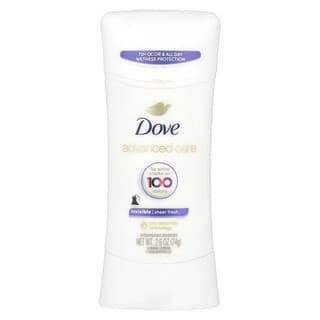 Dove, Cuidado avanzado, Invisible, Desodorante antitranspirante, Transparencia y frescura, 74 g (2,6 oz)