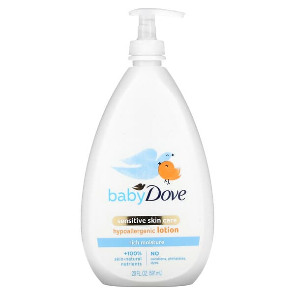 Dove, Baby, Pflege für empfindliche Haut, hypoallergene Lotion, reichhaltige Feuchtigkeit, 591 ml (20 fl. oz.)