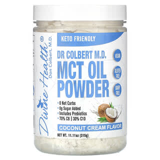 Divine Health, Dr. Colbert Aceite de MCT en polvo, Crema de coco`` 315 g (11,11 oz)