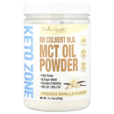 Divine Health, Dr Colbert M.D., Medium Chain Triglyceride Oil Powder, French Vanilla, 11.11 oz (315 g)