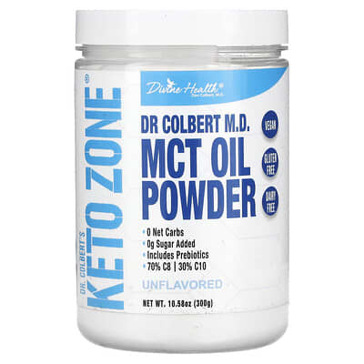 Divine Health, Dr. Colbert's Keto Zone, MCT Oil Powder, Unflavored, 10.58 oz (300 g)