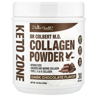 Divine Health, El suplemento de aceites esenciales Essential Living Oils de Dr. Zona cetogénica de Colbert, Colágeno en polvo, Chocolate negro, 630 g (22,22 oz)