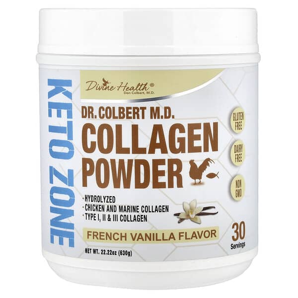 Divine Health, Dr. Colbert M.D., Collagen Powder, French Vanilla, 22.22 oz (630 g) — product photo 1
