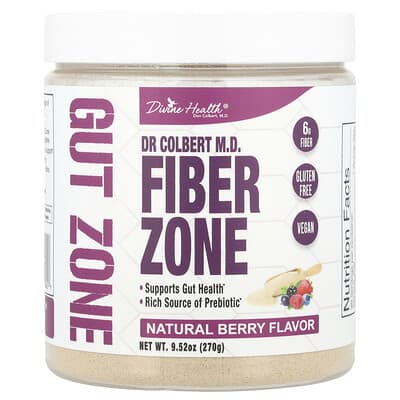 Divine Health, Dr Colbert M.D. Fiber Zone, Natural Berry Flavor, 9.52 oz (270 g)
