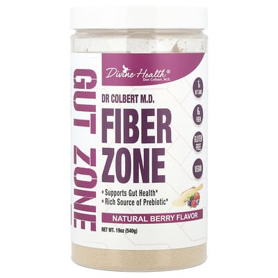 Divine Health, Dr Colbert M.D. Fiber Zone, Natural Berry Flavor, 19 oz (540 g)