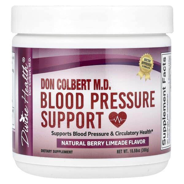 Divine Health, Don Colbert M.D. Blood Pressure Support, Natural Berry Limeade, 10.58 oz (300 g)