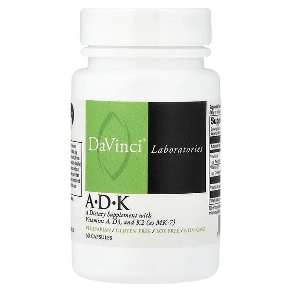 DaVinci Laboratories, Vitaminas A, D y K, 60 cápsulas