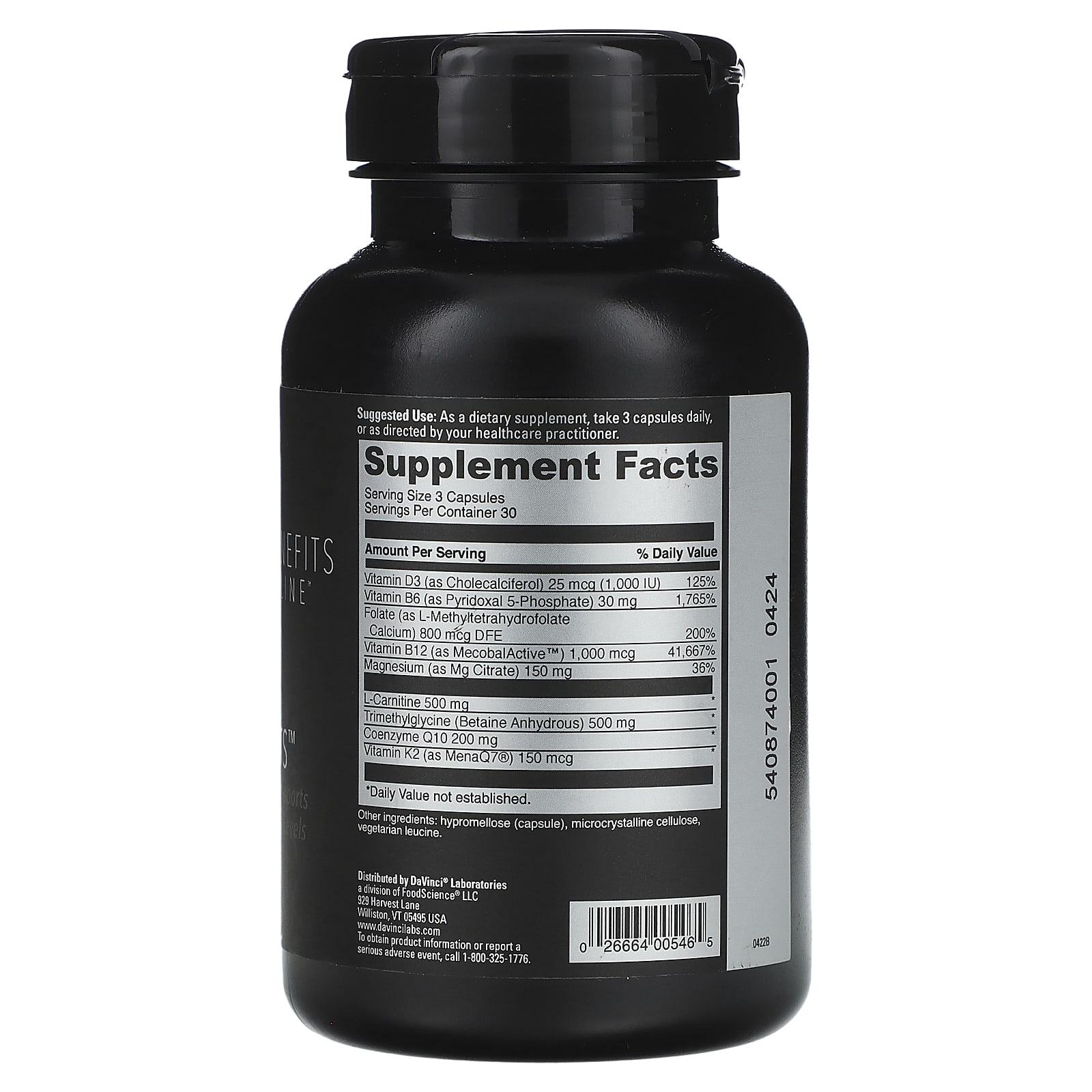 DaVinci Laboratories of Vermont, Benefits Line, Cardio Benefits, 90