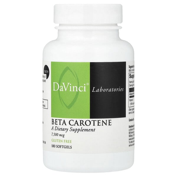 DaVinci Laboratories, Beta carotene, 7.500 mcg, 180 capsule molli