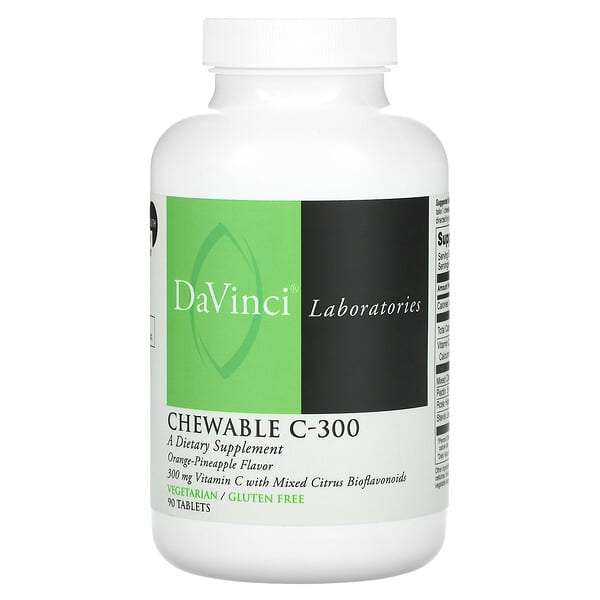 DaVinci Laboratories of Vermont, Chewable C-300, Orange-Pineapple, 300 mg, 90 Tablets