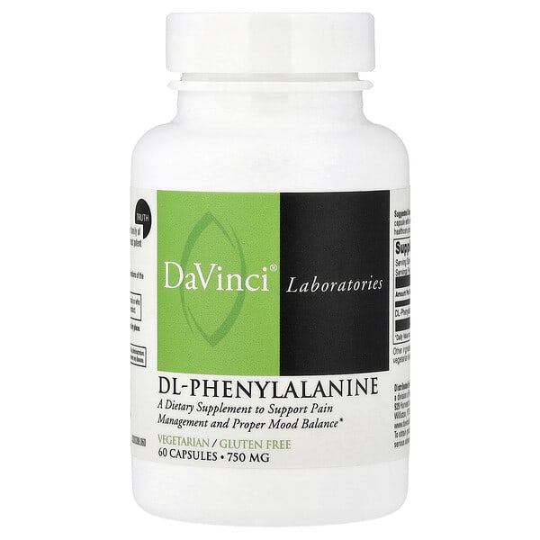 DaVinci Laboratories, dl-페닐알라닌, 750mg, 캡슐 60정