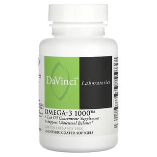 DaVinci Laboratories of Vermont, Ômega-3 1000, 45 Cápsulas Softgel com Revestimento Entérico