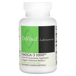 DaVinci Laboratories of Vermont, Омега-3 1000, 90 мягких таблеток, покрытых кишечнорастворимой оболочкой