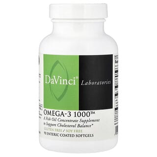 DaVinci Laboratories, Oméga-3 1000, 90 capsules à enveloppe molle à enrobage entérique