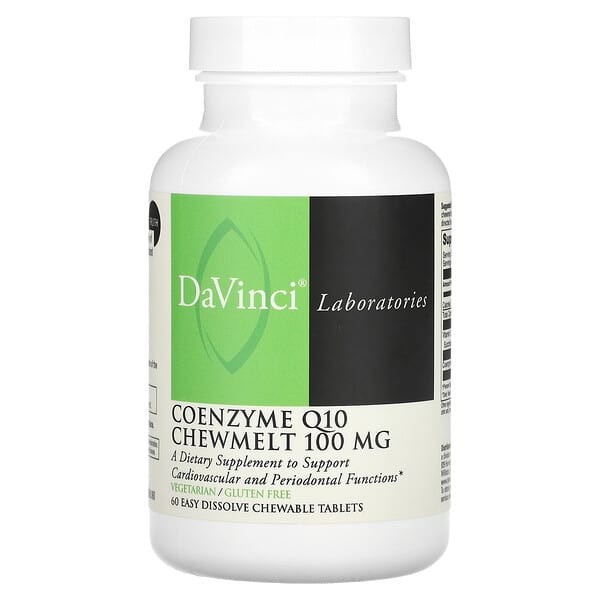 DaVinci Laboratories Coenzyme Q10 Chewmelt, 100 mg, 60 Easy Dissolve Chewable Tablets