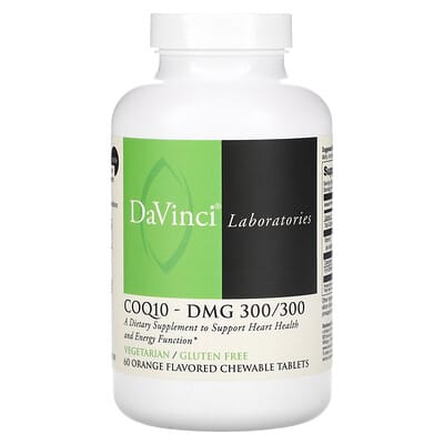 DaVinci Laboratories, CoQ10-DMG, Orange Flavor, 60 Chewable Tablets