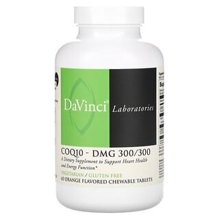 DaVinci Laboratories of Vermont, CoQ10-DMG, Laranja, 60 Comprimidos Mastigáveis