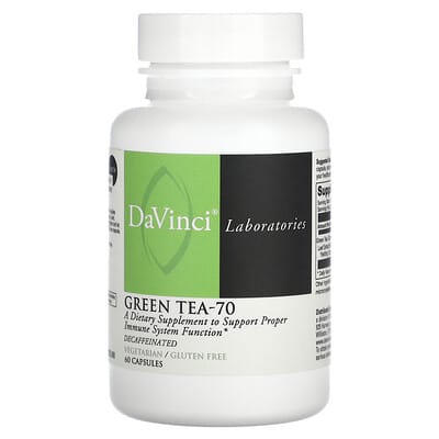 DaVinci Laboratories, Green Tea -70, Decaf, 60 Capsules