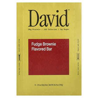 David, Protein Bar, Fudge Brownie, 12 Bars, 2.19 oz (62 g) Each