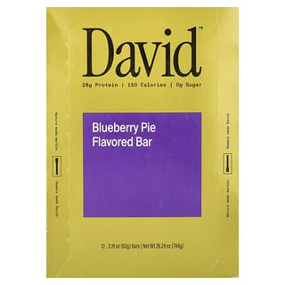 David, Protein Bar, Blueberry Pie, 12 Bars, 2.19 oz (62 g) Each