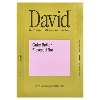 David‏, Protein Bar, Cake Batter, 12 Bars, 2.19 oz (62 g) Each