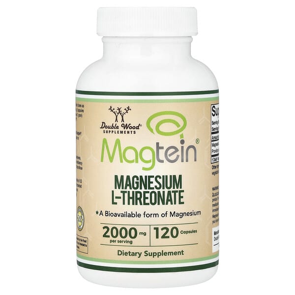 Double Wood Supplements, Magtein®, Magnesium L-Threonate, 120 Capsules (500 mg per Capsule) — product photo 1