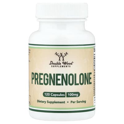 Double Wood Supplements, Pregnenolone, 120 Capsules (50 mg per Capsule)