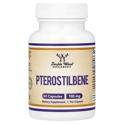 Double Wood Supplements, Pterostilbene, 100 mg, 60 Capsules