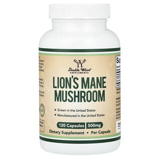 Double Wood Supplements, Lion's Mane Mushroom, 500 mg, 120 Capsules