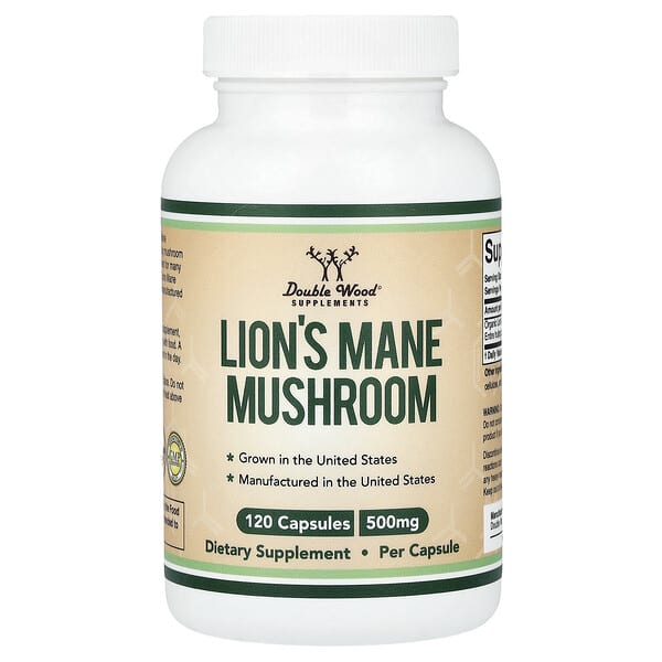Double Wood Supplements, Lion's Mane Mushroom, 500 mg, 120 Capsules — product photo 1
