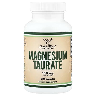 Double Wood Supplements, Magnesium Taurate, 210 Capsules (500 mg per capsule)