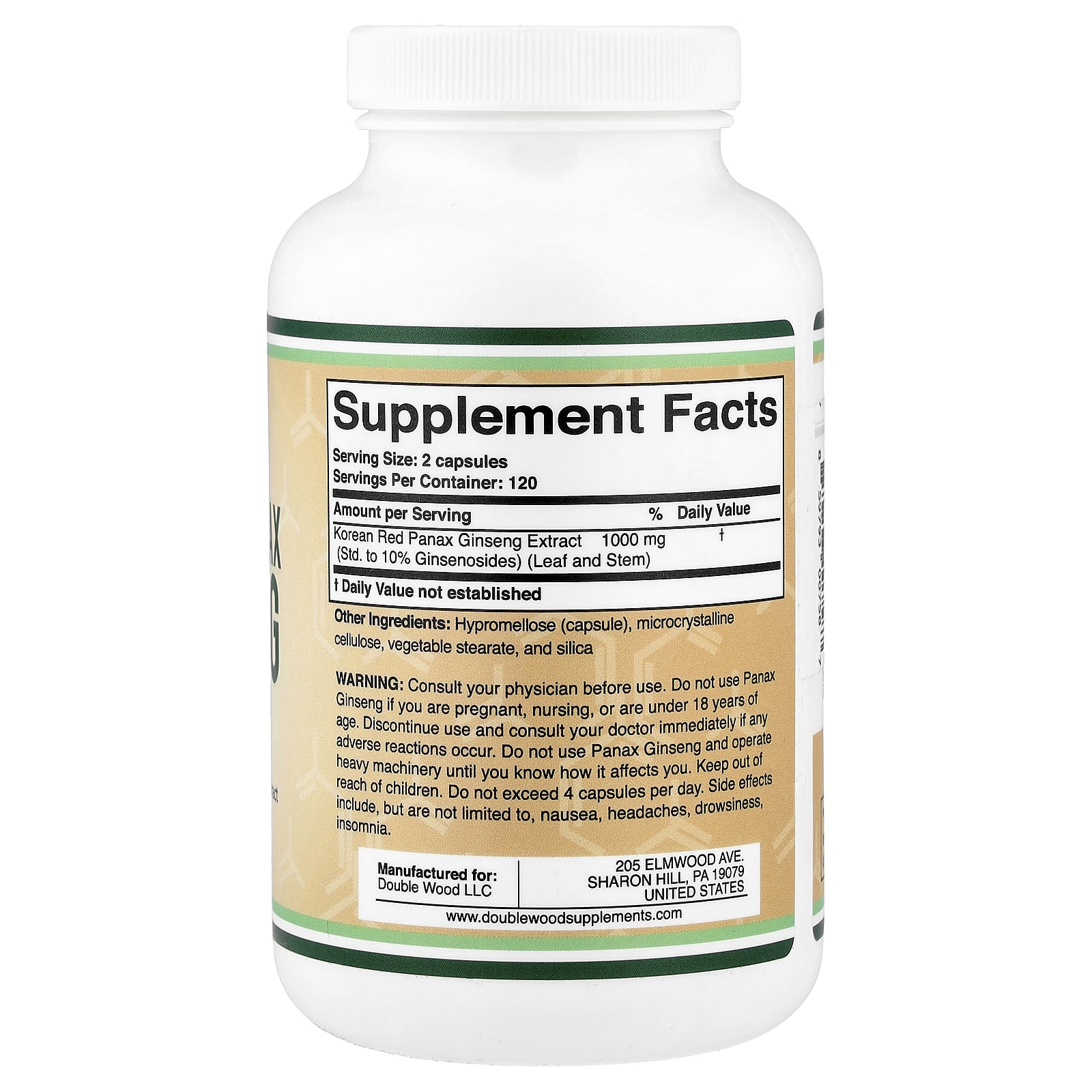Double Wood Supplements, Korean Panax Ginseng, 240 Capsules (500 mg per Capsule)