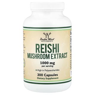Double Wood Supplements, Reishi Mushroom Extract, 300 Capsules (500 mg per Capsule)