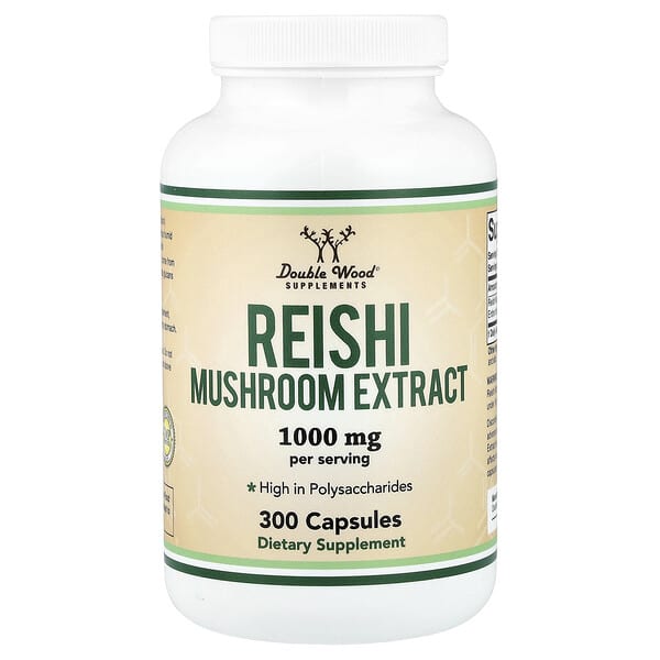 Double Wood Supplements, Reishi Mushroom Extract, 300 Capsules (500 mg per Capsule) — product photo 1
