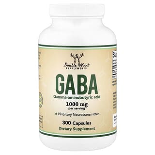 Double Wood Supplements, GABA, 300 kapsula (500 mg po kapsuli)