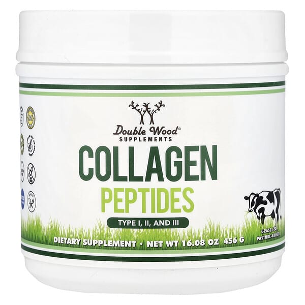Double Wood Supplements, Collagen Peptides, Type I, II, and III, 16.08 oz (456 g) — product photo 1