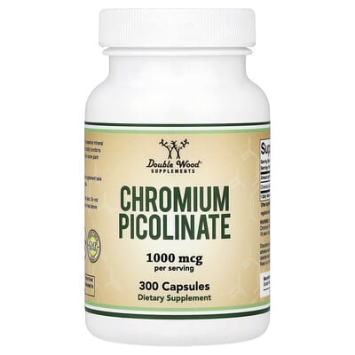 Double Wood Supplements, Chromium Picolinate, 300 Capsules (500 mcg per Capsule)