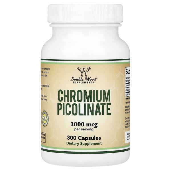 Double Wood Supplements, Chromium Picolinate, 300 Capsules (500 mcg per Capsule) — product photo 1