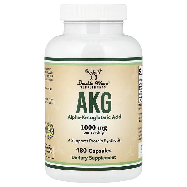 Double Wood Supplements, AKG, 180 Capsules (500 mg per Capsule) — product photo 1