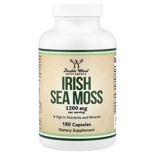 Double Wood Supplements, Irish Sea Moss, 180 Capsules (600 mg per Capsule)