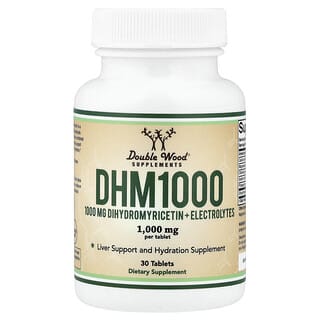 Double Wood Supplements‏, DHM 1000 ، ثنائي هيدروميرسيتين + إلكتروليتات ، 30 قرصًا